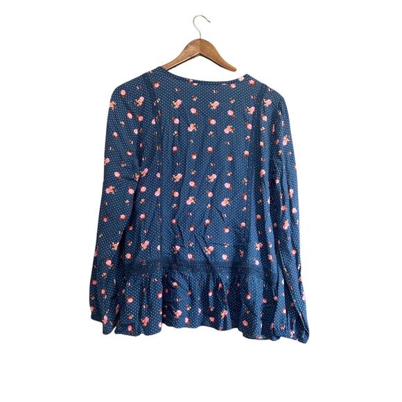 Matilda Jane Navy Floral Peplum Blouse Long‎ Sleeve Top - Picture 6 of 6
